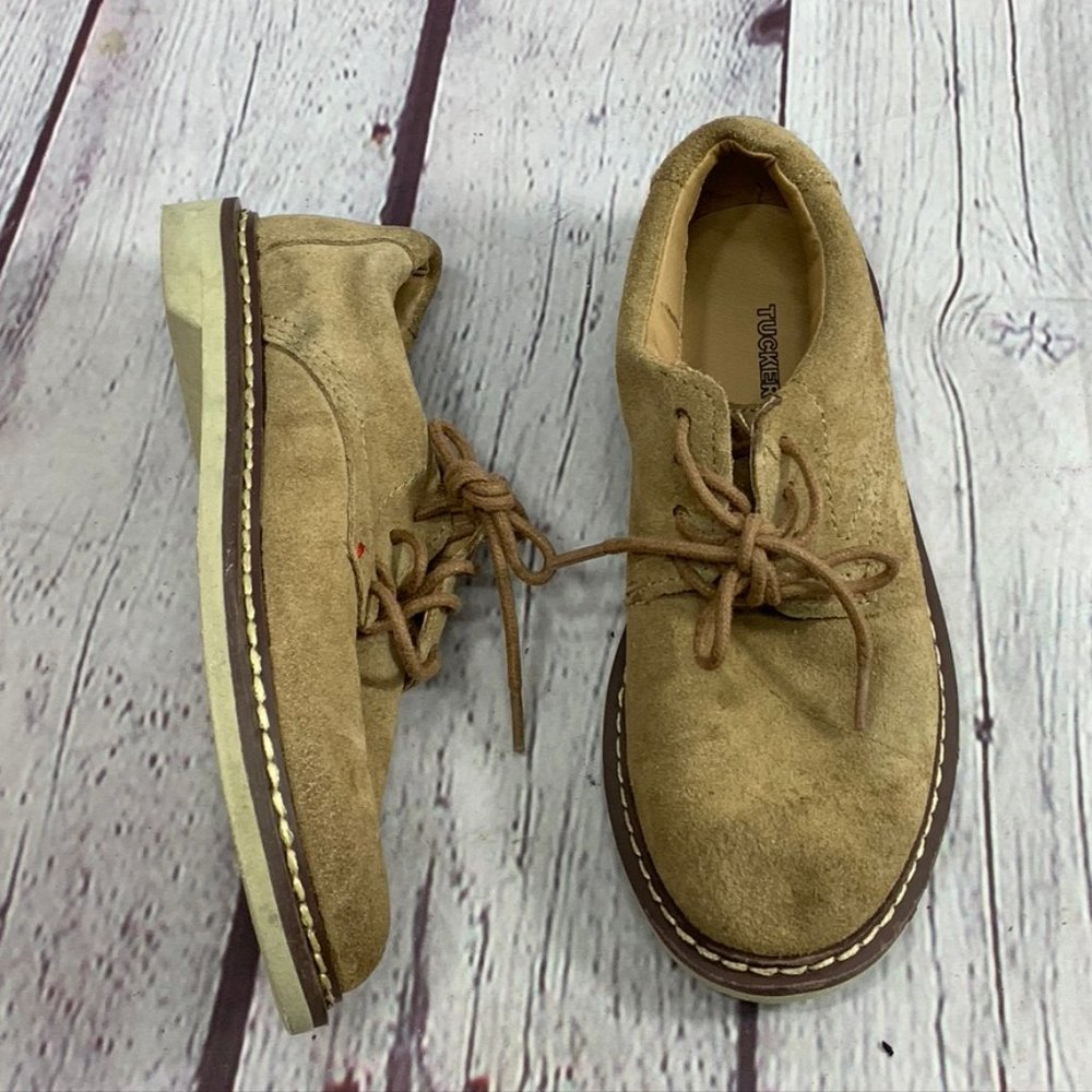 Tucker + Tate Tan Suede Lace Up Oxford Derby Shoes - Picture 1 of 9